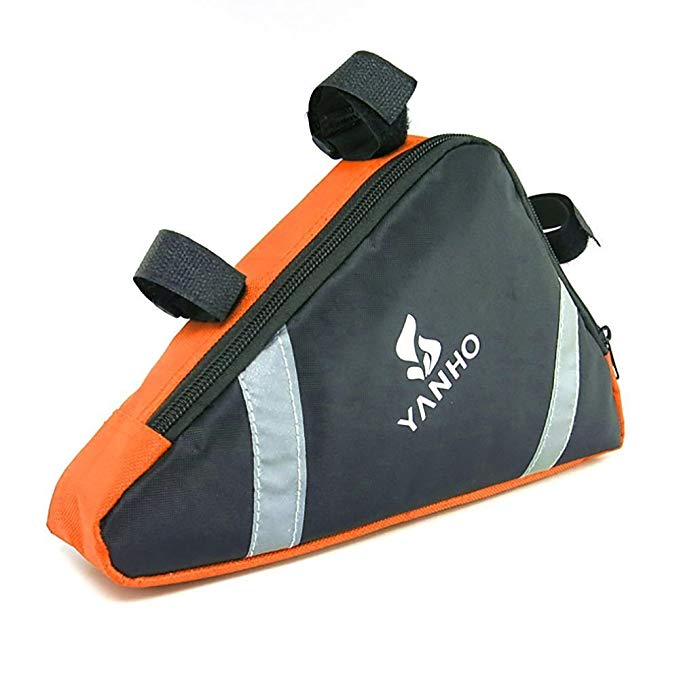 Cycling Bike Bycicle Frame Pack Pannier Front Tube Triangle Bag Pouch - Orange