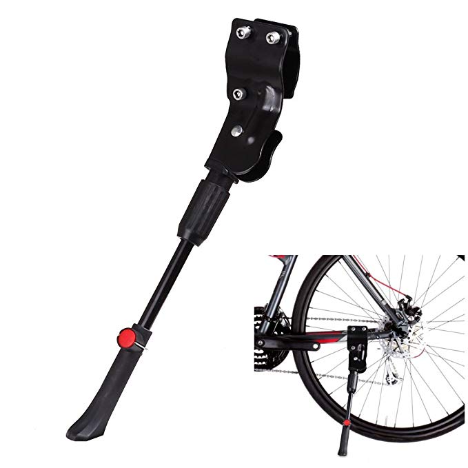 HAPPYTOY Black Bike Stand Adjustable Side Bicycle Kickstand with Installation Tools for 22