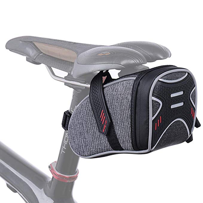 CamGo Bike Wedge Saddle Bag Mountain Road Bike Seat Pack Bicycle Repair Tools Pocket Cycling Supplies (Gray-2)