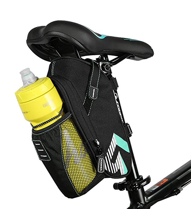 Adaone Bicycle Saddle Bag, Bike Cycling Mountain Road MTB Rear Seat Tail Bag with Pocket for Water Bottle, Bike Back Seat Bag Repair Tools Pocket Pack Riding Cycling Supplies