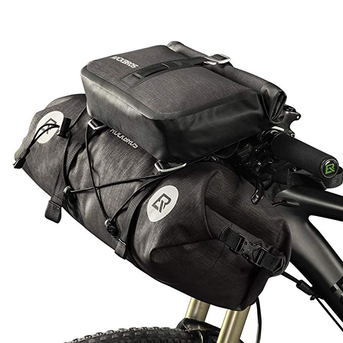 RockBros 100% Waterproof Bike Bags 2 Intergrated MTB Handlebar Cycling Tube Pouch Panniers Accessories Quick Release Frame Bags 19-20L