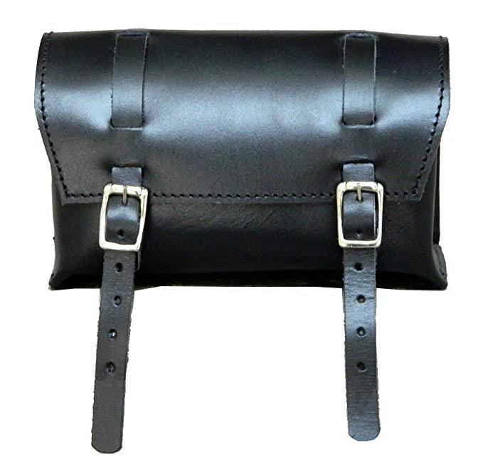 Herte Genuine Leather Bicycle Handlebar Bag Black Real Grain Saddle seatpost Pouch