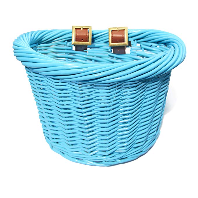 Colorbasket 01488 Junior Front Handlebar Wicker Bike Basket, Leather Straps