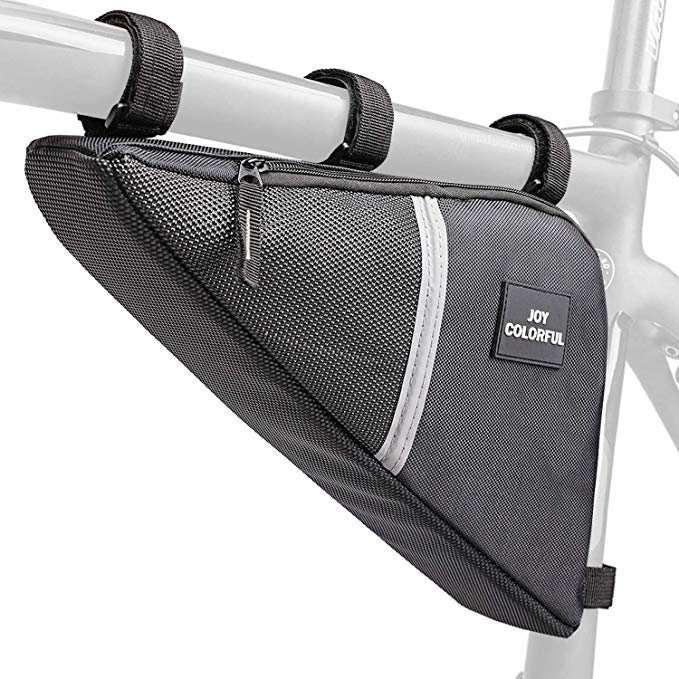 JOY COLORFUL Bicycle Triangle Frame Bag, Waterproof Double Zip Bike Handlebar Bags, Pouch Under Seat PVC Front Tube Frame Bag Large Storage Mountain Cycling