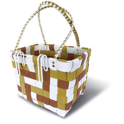 Basil Blossom Bicycle Basket (White/Brown/Gold)