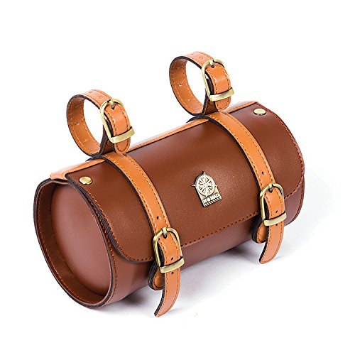 Nomad Comfortable Soft Vintage Bicycle Saddle Tail Handlebar Tools Bag, Cylindrical, Handmade