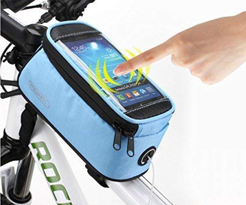 Roswheel 2014 New Updated Cycling Bicycle Bike Front Tube Top Tube Smartphone Bag Frame Pannier Phone Holder for iPhone Samsung HTC Nokia Sony LG and other Smartphones (Blue, L-5.5'')