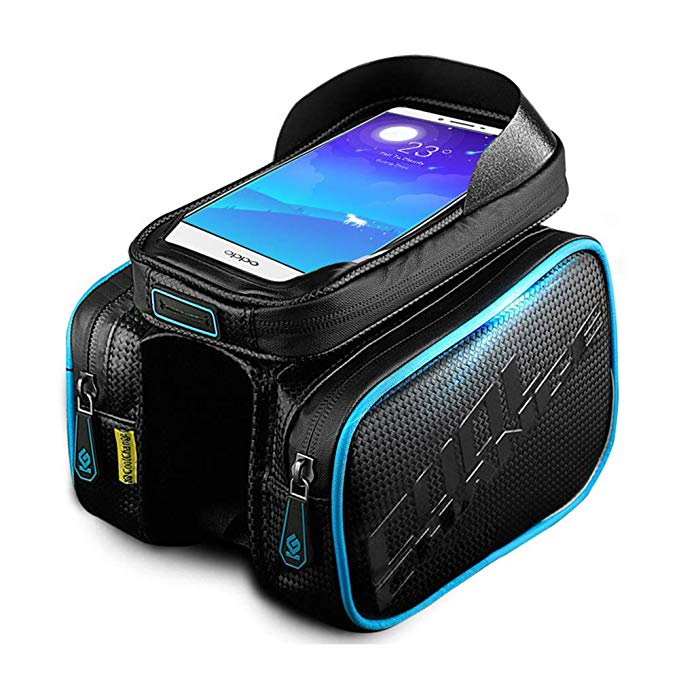 Cool Change Bike Frame Bag Waterproof Bicycle Bag with Touch Screen Top Tube Phone Bag Below 6.2 Inch for Cycling