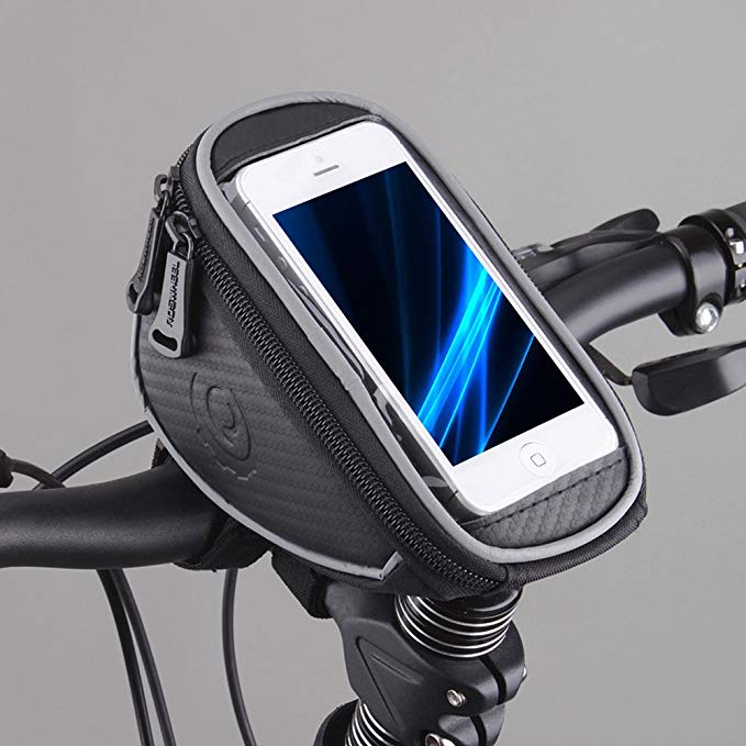 Roswheel Roswheel Cycling Bike Bicycle Front Top Frame Handlebar Bag Pouch for 4.2in/5in/5.5in Cellphone 0.9L/1L/1.2L (Black-M)