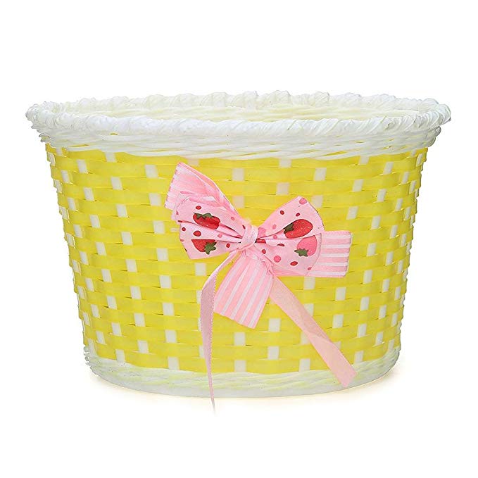 SODIAL Flowers Bicycle Basket Shopping Basket Basket Luggage Basket Bike Handlebar 23X15CM Yellow