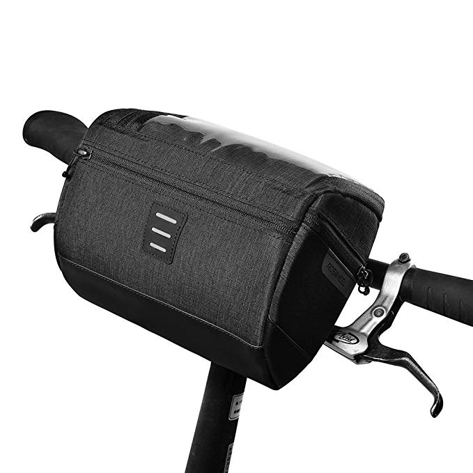 Roswheel Bike Handlebar Bag, Cycling Handbar Storage Basket Bag Mountain Road MTB Bicycle Front Frame Bag Biking Touchscreen Phone Holder Pannier Pouch Transparent Water Resistance for Cycle Outdoor