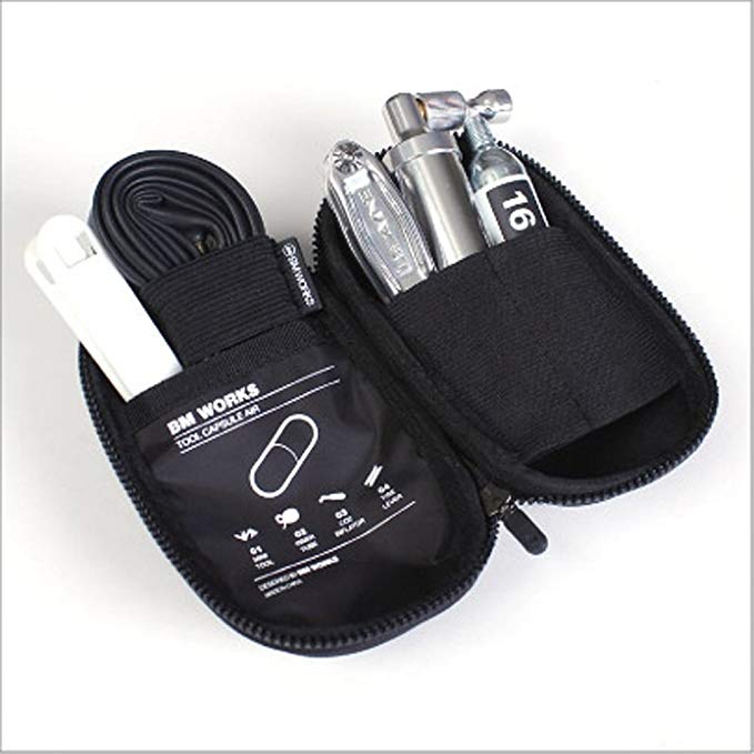 BM WORKS Tool Capsule Mini Cycling Tool Bottle Zip Bag for Water Bottle Cage Black : A zipper type capsule is convenient and can be easily set up on the water tank cage. Available to contain extra tube and punk patch