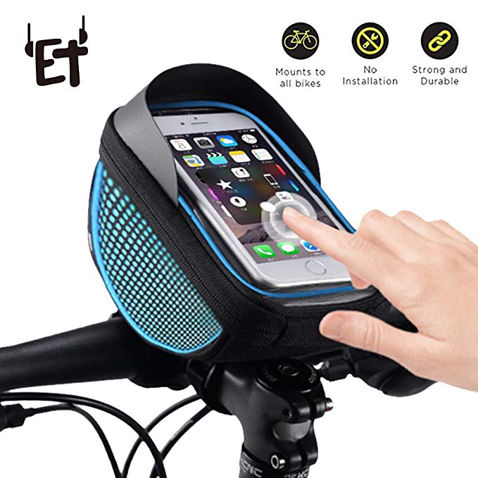 vapeonly Bike Phone Bag Waterproof Phone Case Easy Release GoPro Style Fastening System for All Bicycle Handlebars Touch Screen Phone Holder Frame Pouch for All Mobiles Below 6.0 Inches,Dark Blue