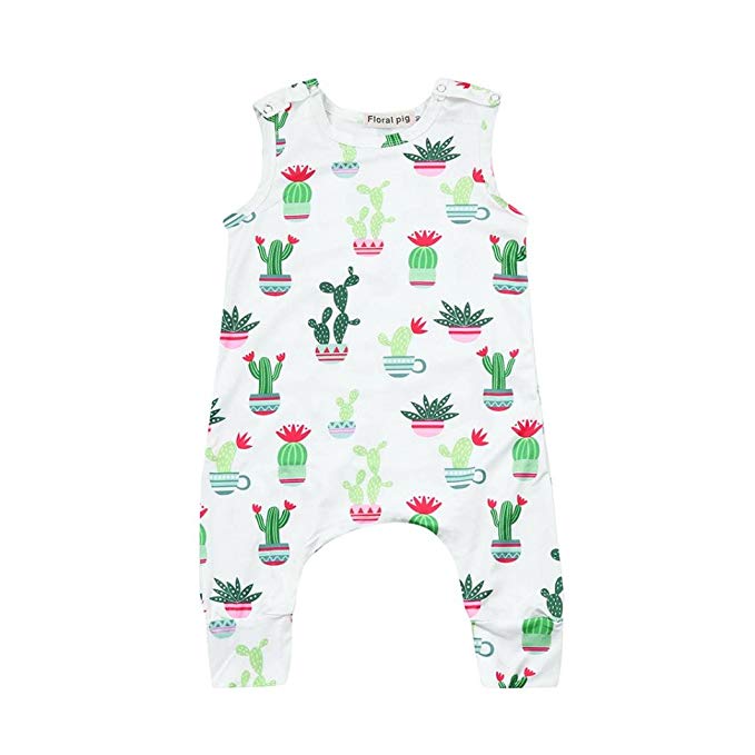 TiTCool New Newborn Infant Baby Boys Girls Sleeveless Cactus Print Romper Jumpsuit Outfits Clothes