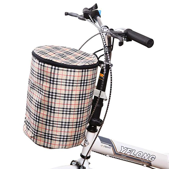 ezyoutdoor Bicycle Basket Bike Front Handlebar Bag Detachable Cycle Front Basket Carrier Bag Steel Frame Bicycle Pannier Random Color