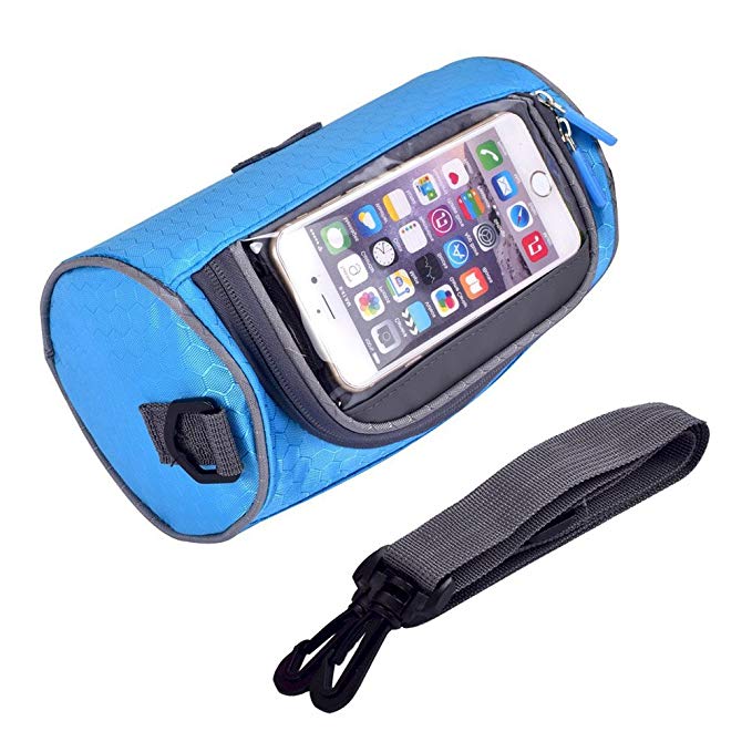 Odowalker Waterresisitant Cycling Bicycle Bike Front Tube Frame Cycling Pannier Pouch Handlebar Bag Phone Screen Touchable Mount Holder With Removable Shoulder Strap