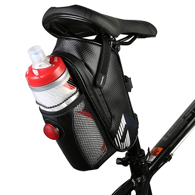 VertAst Bicycle Waterproof Saddle Bag Bike Water Bottle Holder MTB CTB Under Seat Bike Bag with Tail Light