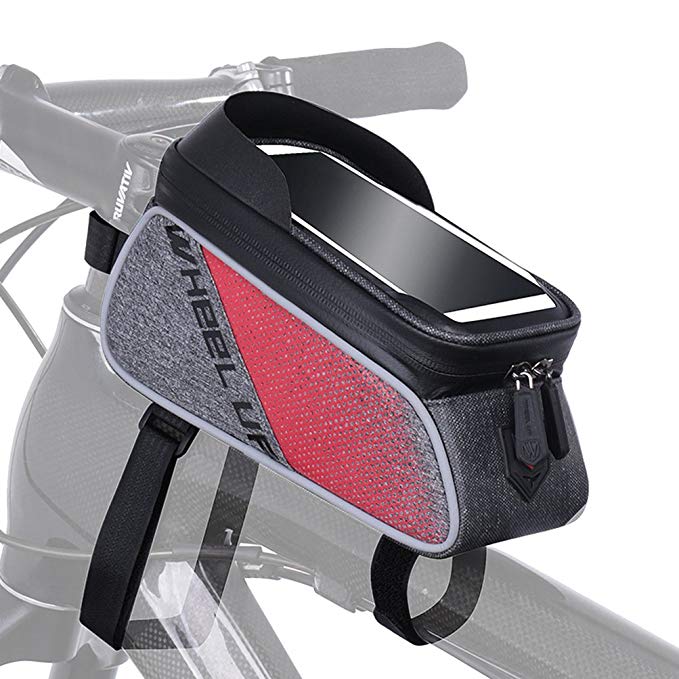 KUOKALE Bicycle Frame Bag Bike Front Tube Handlebar Bag 6.0 inch Touch Screen Mobile Phone Bag Bike Front Frame Large Capacity Storage Bag Bikes Accessories.