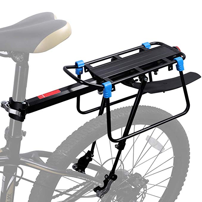 ICOCOPRO Bicycle Touring Carrier Fender Broad,Frame-Mounted Heavier Top & Side Loads Bike Cargo Rack Quick Release Height Adjustable Cycling Equipment - Black