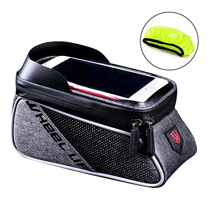 WATERFLY Bicycle Frame Bag Bike Front Tube Handlebar Bag Cycling Pack Touch Screen Phone Case iPhone X/8/7 plus/7/6s/6 plus/5s