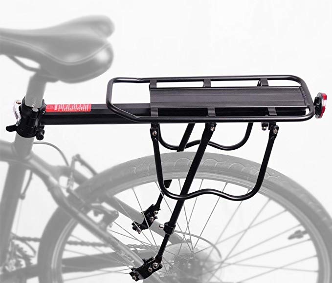 PEXIQAKA Bike Carrier Rack 110 LB Capacity Solid Bearings Universal Adjustable Bicycle Luggage Cargo Rack