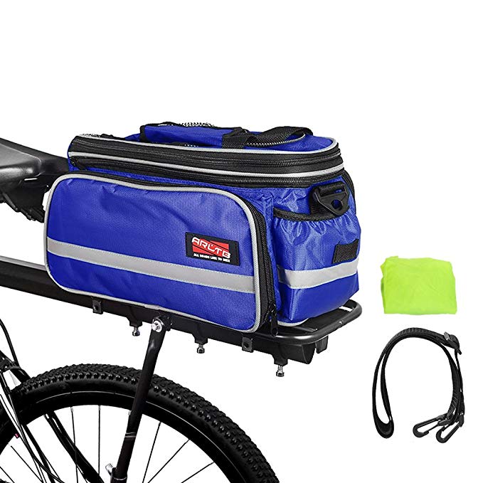 Arltb Bike Rear Bag (3 Colors) 15-25L Waterproof Bicycle Trunk Bag Rain Cover Shoulder Strap Bike Pannier Tail Back Seat Bag Package Handbag Bike Accessories Road Bikes Mountain