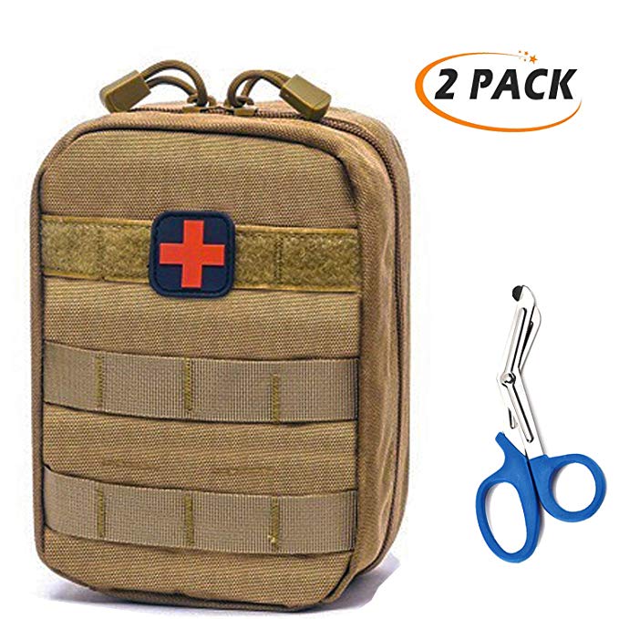 BUSIO Tactical MOLLE Pouch Set-IFAK EMT First aid Pouch-Military Emergency Survival Kit-Medical Bandage Scissors Trauma Bag