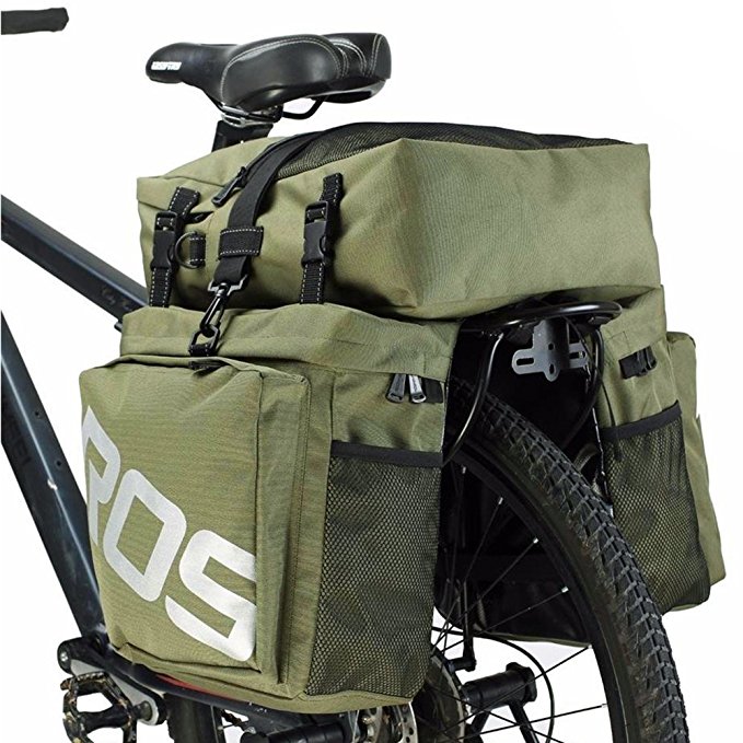 Bike Panniers Waterproof Bag - 3 in 1 Multi Function Messenger Panniers for Bicycles, Bicycle Rear Seat Trunk Bag, Bicycle Saddle Bag for Mountain Cycling by COCO (Army Green)