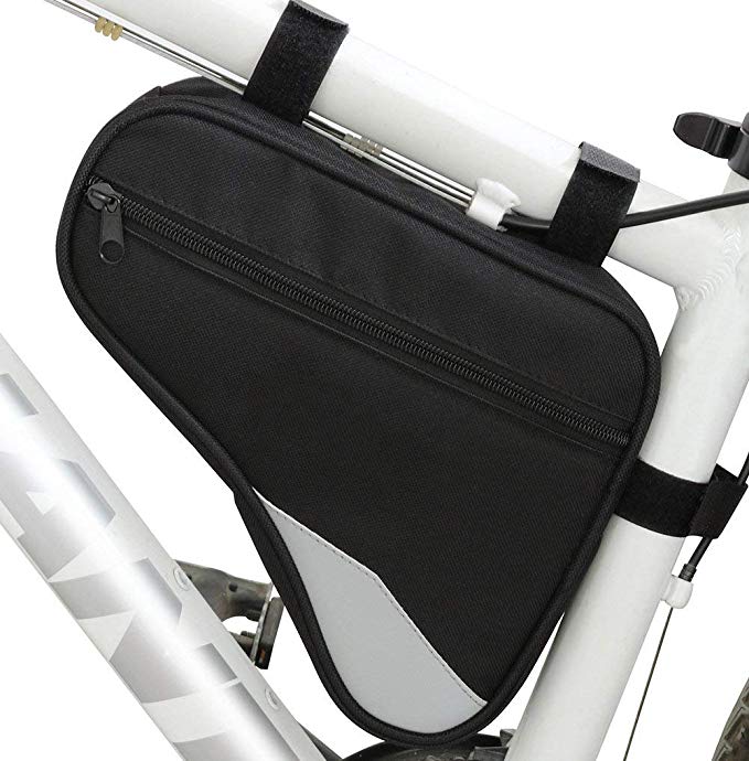 Fastorm Bicycle Triangle Frame Bag Cycling Saddle Bag Black with Reflective Strip