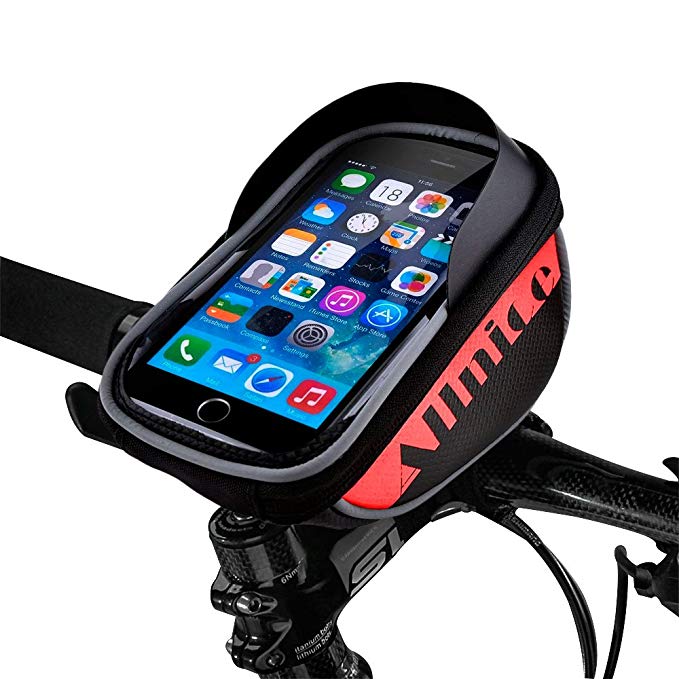 Allnice Bike Bag, Waterproof Touch Screen Bike Handlebar Bag Mountain Road MTB Bicycle Front Phone Frame Bag Holder iPhone 7 Plus 6s 6 Plus/Samsung Galaxy Note 2 Cellphone Below 5.5Inch (Red)