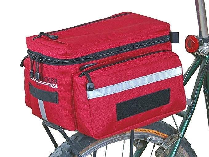 Bushwhacker Mesa Red - Bicycle Trunk Rack Bag w/ Rear Light Clip Attachment & Reflective Trim Cycling Rack Pack Bike Rear Bag Frame Front Accessories