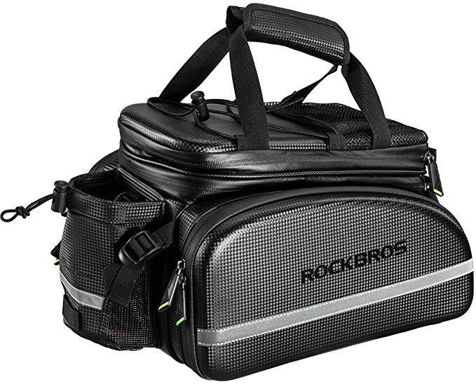 RockBros Bike Rack Bag Trunk Bag Waterproof Carbon Leather Bicycle Rear Seat Cargo Bag Rear Pack Trunk Pannier Handbag