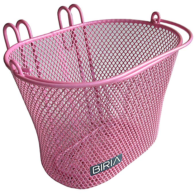 Biria Basket with hooks PINK, Front, Removable, wire mesh SMALL kids Bicycle basket, PINK