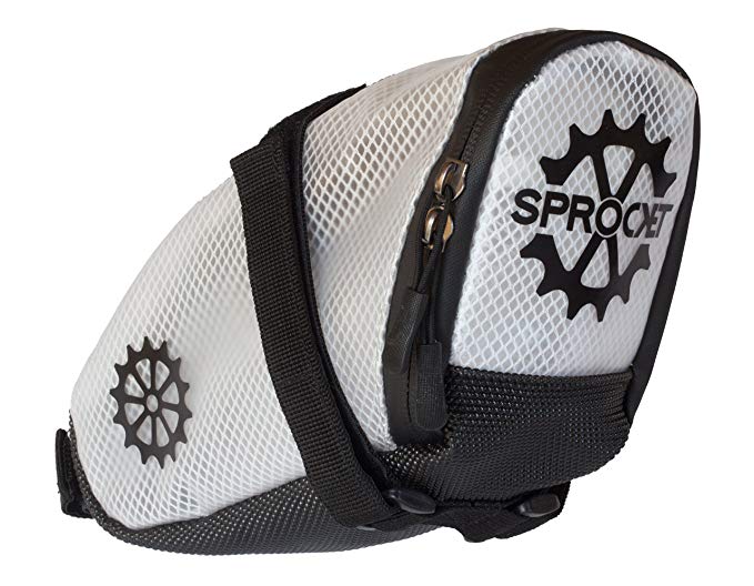 Sprocket Rally Saddle Bag - Lightweight Durable Water Resistant Bike Bag with Sealed Zipper Easy to Clean Bicycle Seat Pack - Transparent Design - Road Bike - Mountain Bike - Enduro Racing