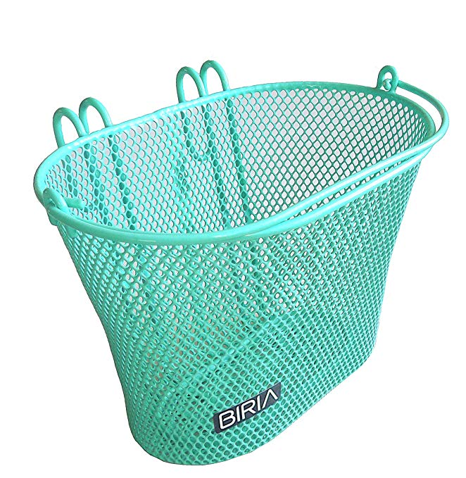 Biria Basket hooks Green, Front, Removable, Children wire mesh SMALL kids Bicycle basket, Green