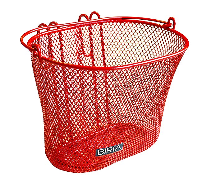 Biria Basket with Hooks RED, Front, Removable, Wire mesh Small Kids Bicycle Basket, RED