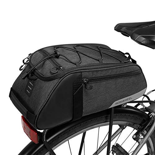 Roswheel Multi-Functional Cycling Bicycle Bike Rear Seat Commuter Trunk Bag Water Resistant Convertible Bike Rear Rack Bag with Adjustable Hooks, Carrying Handle, 7L Capacity (Commuter Trunk Bag)