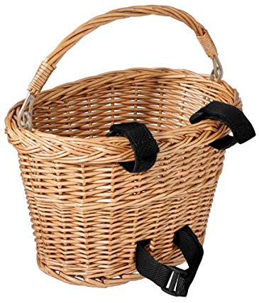 Avenir Wicker Bicycle Basket with Black Velcro (8 - inch x 10 - inch x 7.5 - inch)