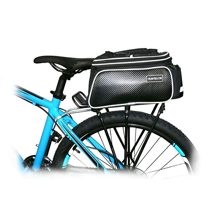 Bike Rear Bag Cycling Rack Rear Bag Zipper Pockets Bottle Case Bike Accessories for Road Mountain Bikes Black