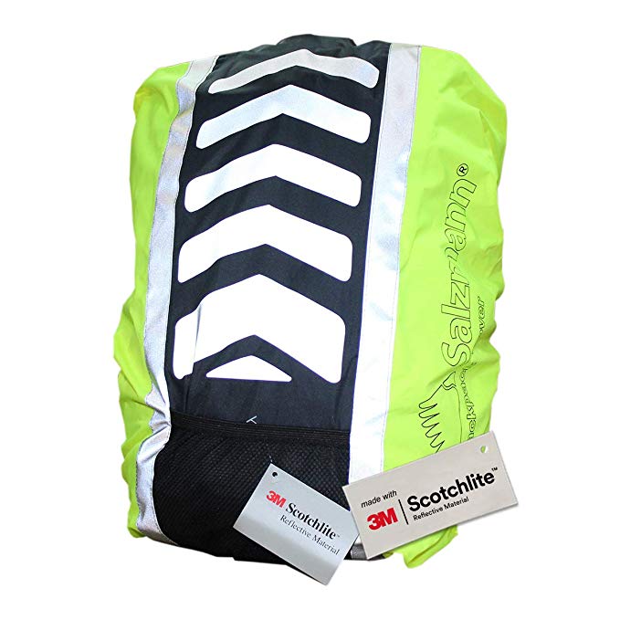 Salzmann 3M Reflective Backpack Cover, Rucksack Cover, Bag Rain Cover, High Visibility, Waterproof, Rainproof, ideal for Cycling and Running