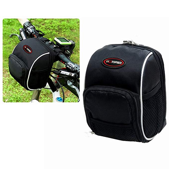 Bike Handlebar Bag, Bicycle Front Bags Cycling Waterproof Storage Under Seat Pack with Rainproof Cover Black by LC-dolida