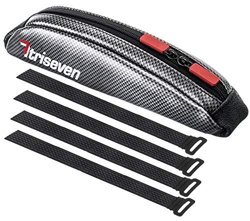 TriSeven Aero 10 Carbon Cycling Frame Bag - Lightweight Storage for Triathlons & MTB| Holds 6 Gels, Nutrition, Pump, Keys, Tools and More!