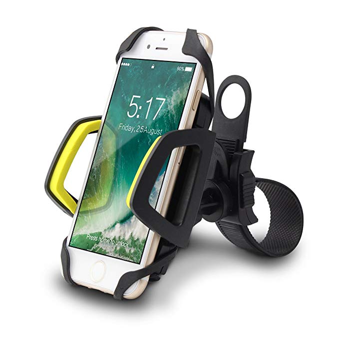 LISI Bike Phone Holder, Universal Phone Mount Holder for Bicycle Motorcycle Handlebar, Adjustable 360 degree Cell Phone Holder Cradle with Silicone Net for iphone X 8 7 6, Pixel 2, GPS, Samsung