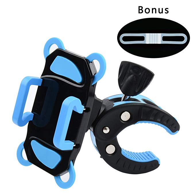 Bike Motorcycle Phone Holder Universal Full Rotation for iOS Android smartphone+Flashlight Holder Mount Silicone Strap