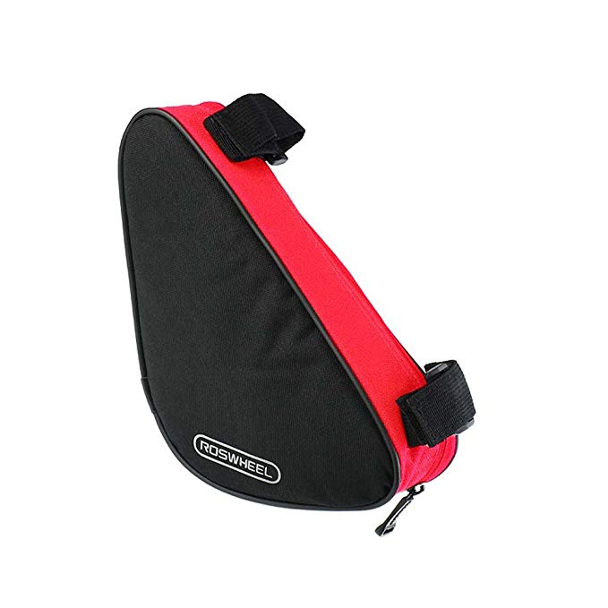 ROSWHEEL Black + Red Bicycle Triangular Bag Fashion Premium Cycling Bike Front Frame Tube Pouch Sleeve Bag