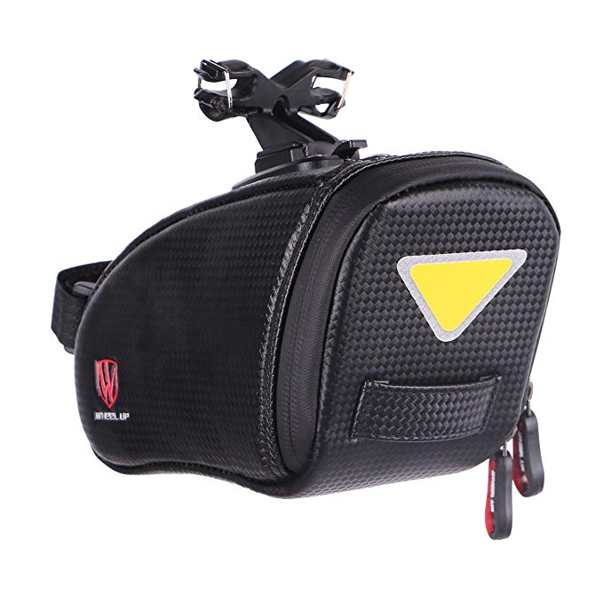 Bike Saddle Bag Wheel UP TPU Waterproof Bicycle Seat Bag Reflective MTB Cycling Rear Seat Pack Bike Tail Bag Lightweight & Adjustable Seat Bag Black