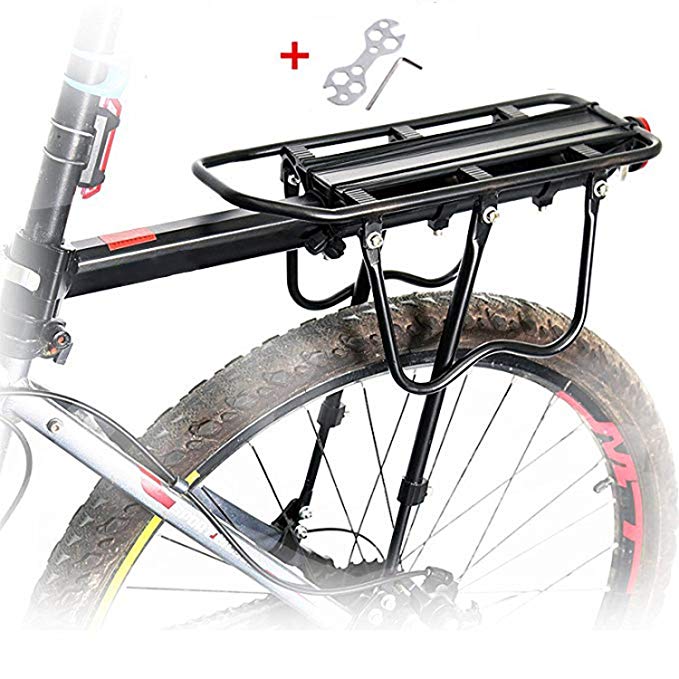 J-oranges Bike Luggage Cargo Rack aluminium Adjustable 110 Lbs Capacity with Quick Release&Reflective Logo Professional Bicycle Accessories Easy to Install