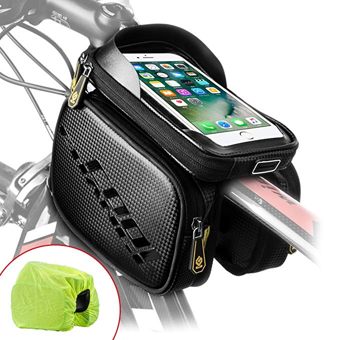 Cool Change Bike Frame Bag Touch Screen | Tough Case | Large Safty Reflective| Mobile Cell Phone Bag Top Tube Bag for 6.2”Phone