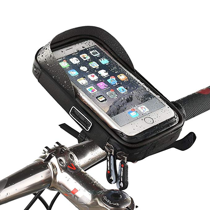 fengus Bike Phone Holder, Waterproof Frame Bag Handlebar Cycling Pouch Bicycle Mount 360° Rotatable Touchable Holster Case for iPhone 6 Plus 6S 7 Samsung S6 S7 S8