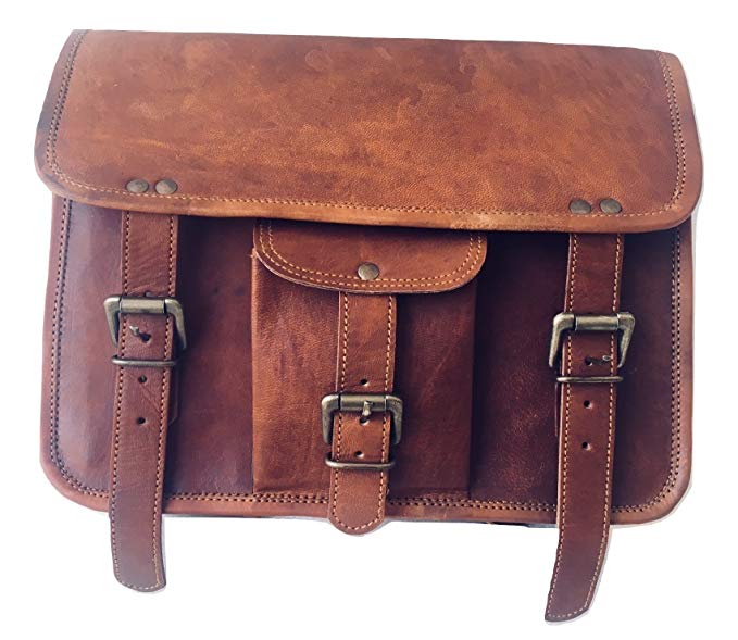 vintage crafts Genuine Goat Leather Messenger Satchel Motorcycle Tool Bag Brown Handlebar Sissy bar Travel bag Saddlebags Panniers